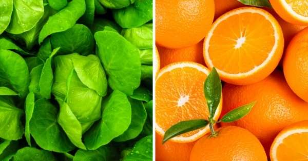 อาหารข้อเข่า-ผักสีเขียว-ส้ม